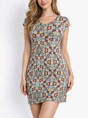 Title Nine Diamalete Shirt Dress Size Small Printed V Neck Geometric Golf Summer